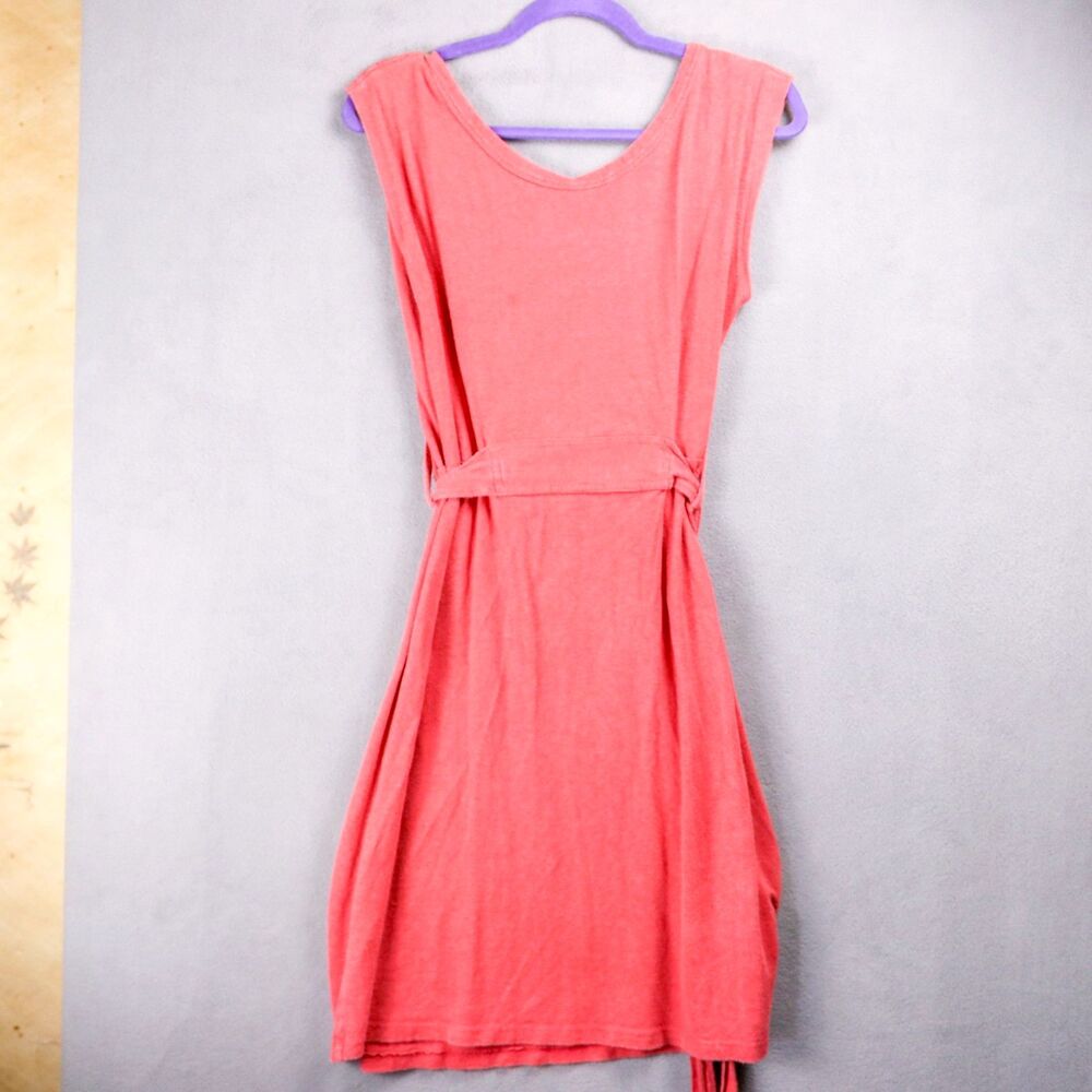 Synergy Organic Cotton Coral Tie Waist Midi Dress L